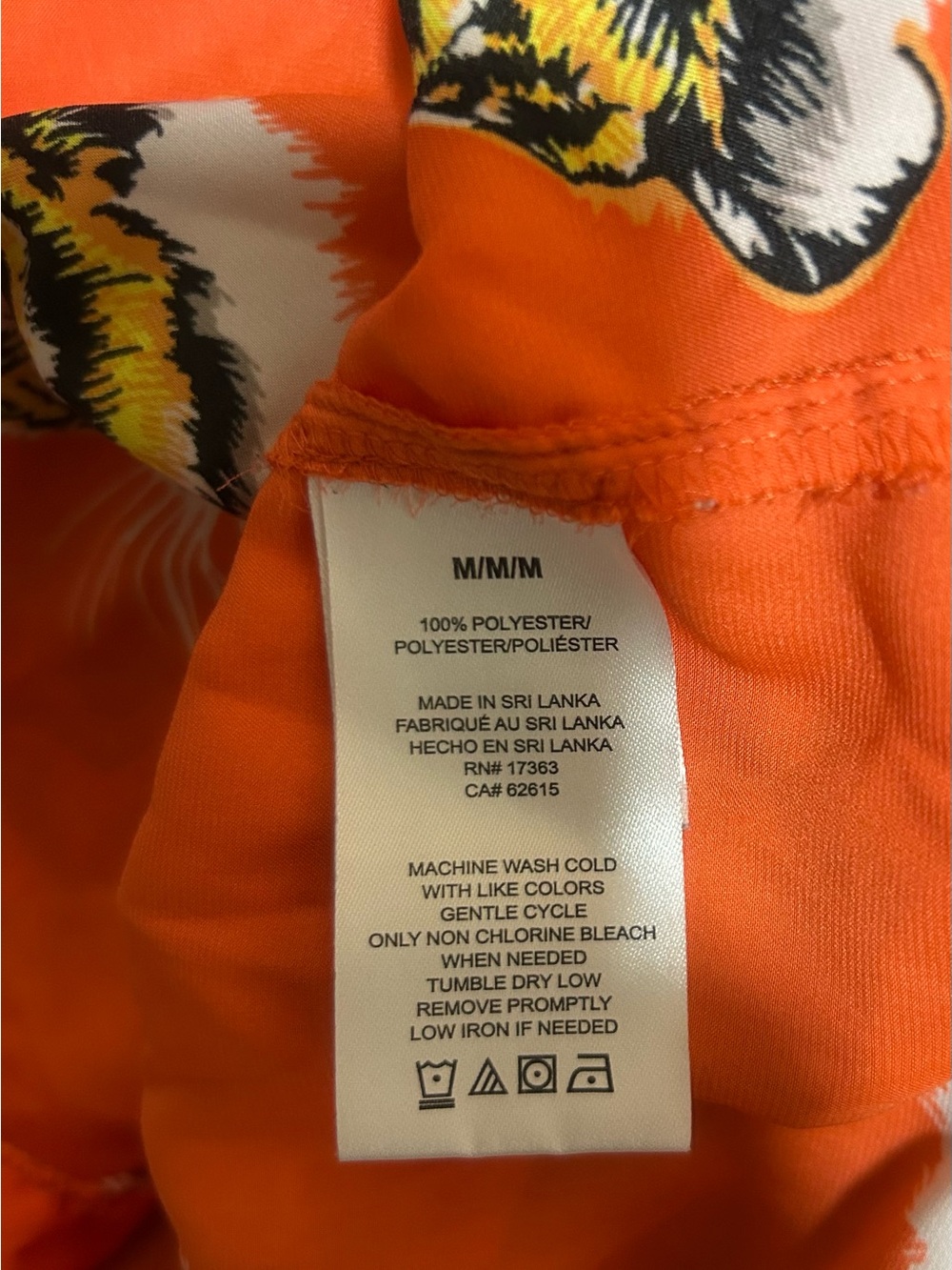 Shady Lady Tiger Print Button-Down Shirt in Vibrant Orange - Picture 5 of 6